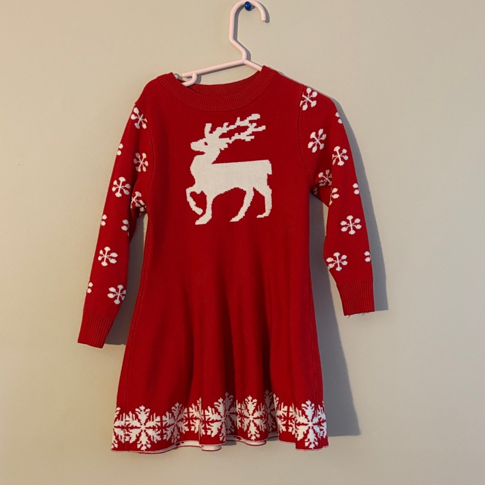 Red Reindeer Knit Dress